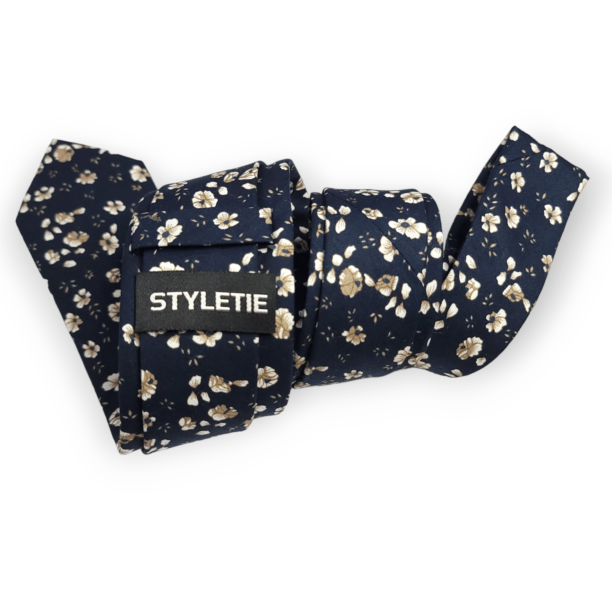 Dark Denim Blue Floral Slim Tie - STYLETIE