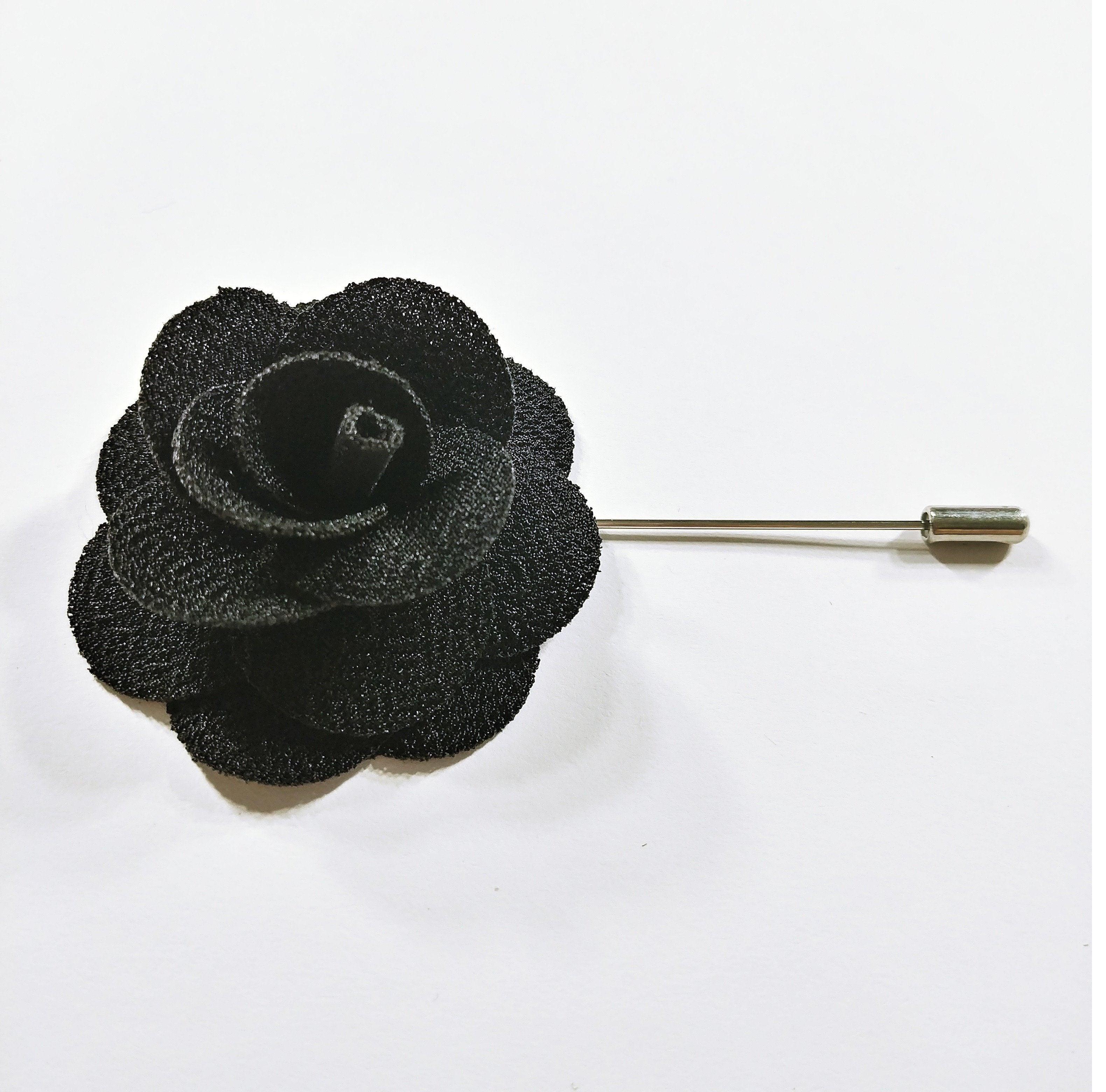 Flower Lapel Pin Black - STYLETIE
