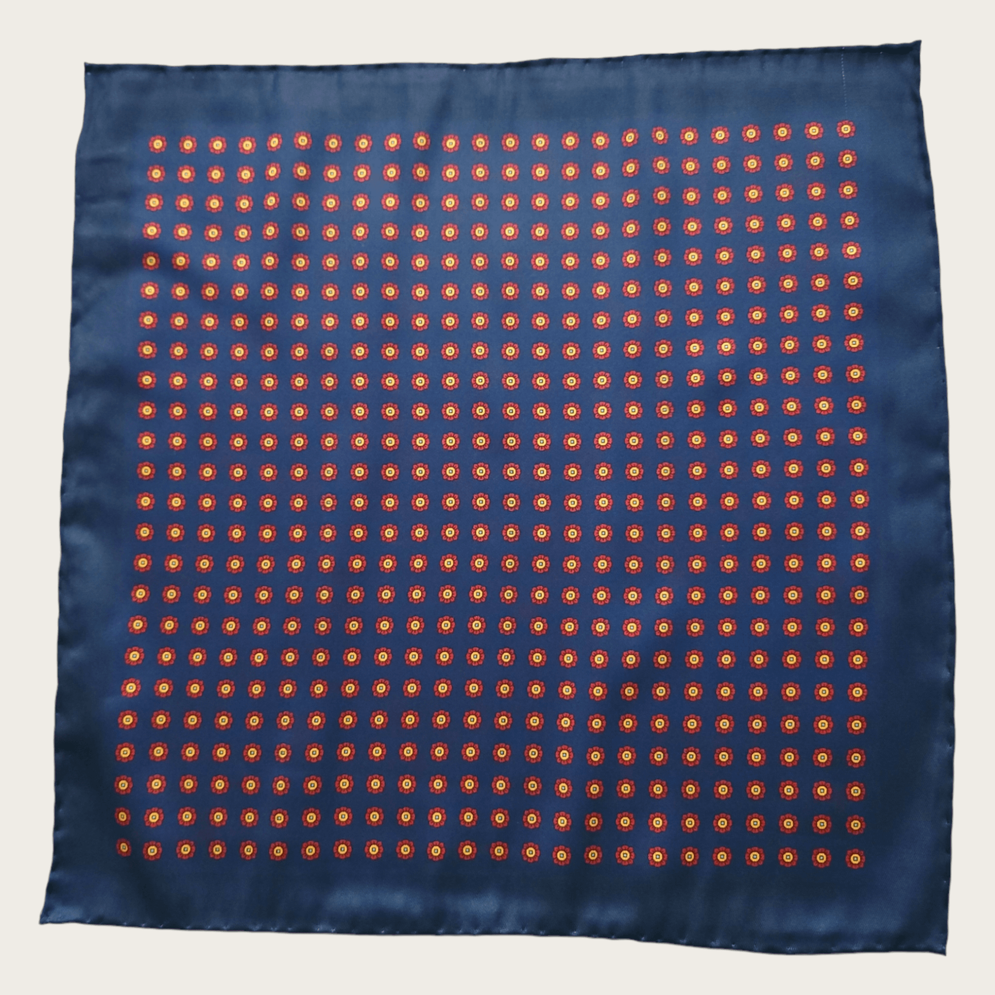 Navy Blue Floral Red Stylish and Elegant Silk Pocket Square - STYLETIE