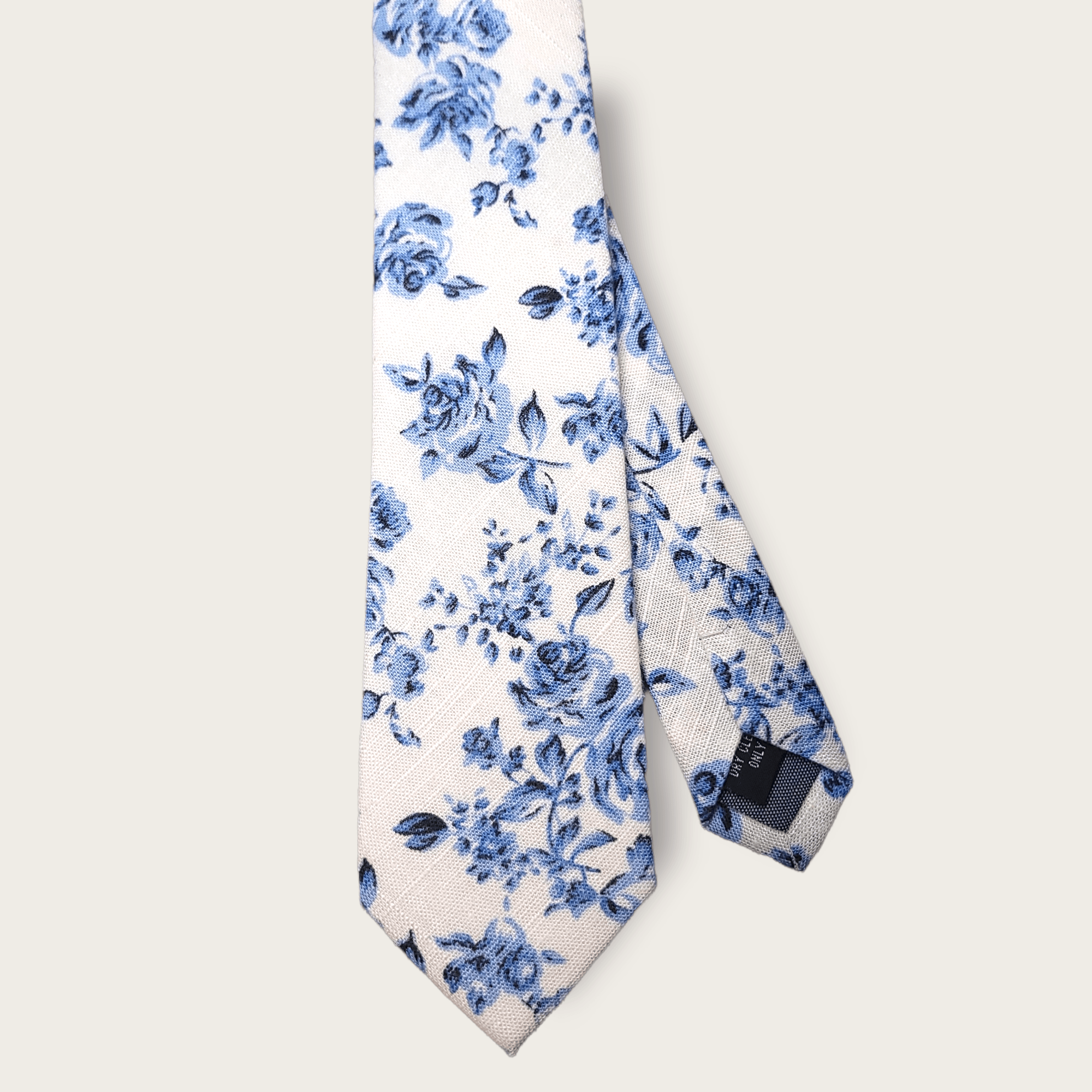 White Light Blue Floral Slim Tie - STYLETIE