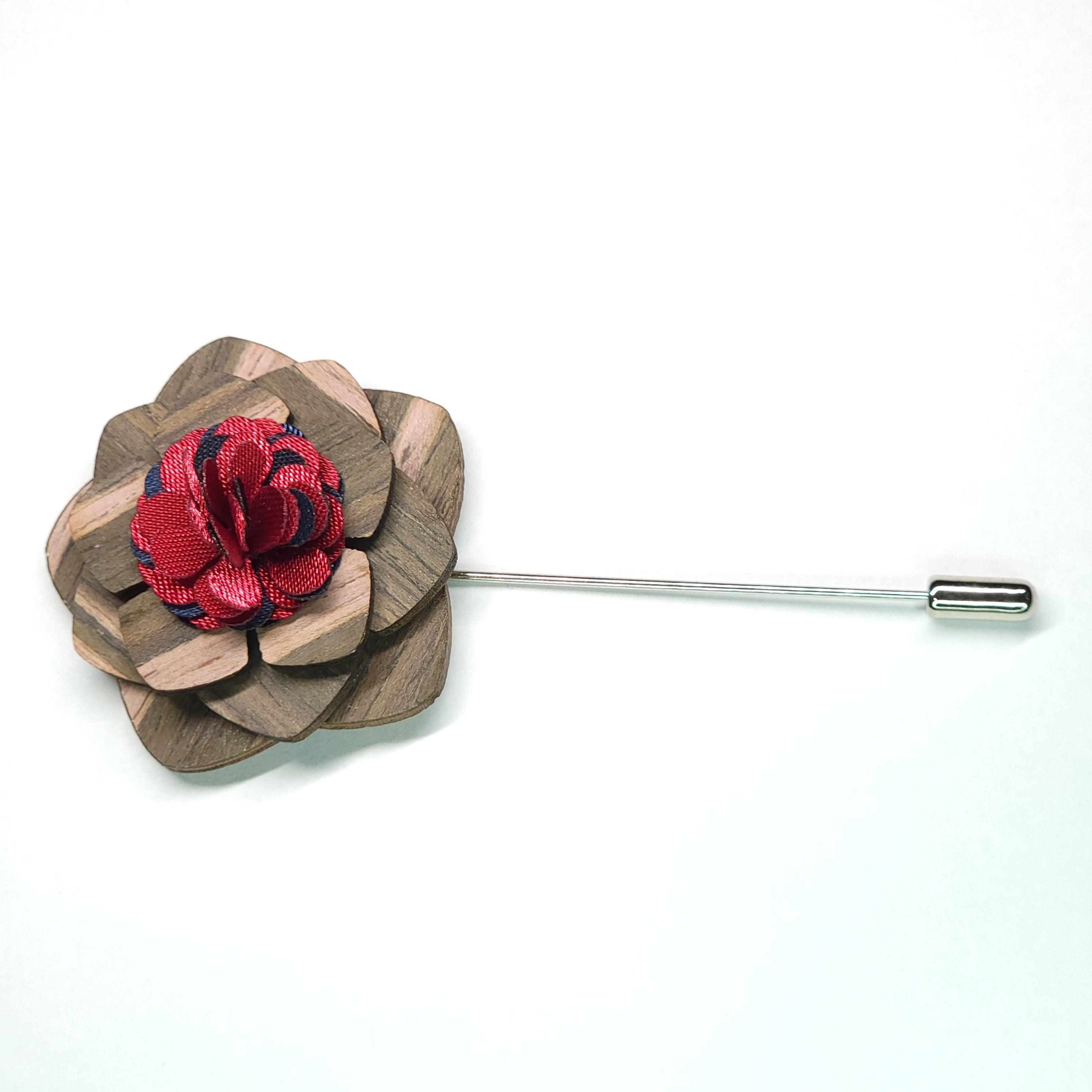 Wood Flower Lapel Pin - STYLETIE
