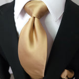 Dessert Brown Solid Silk Tie Pocket Square Cufflink Set