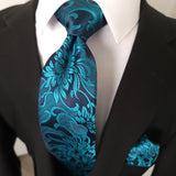 Steel Blue Silk Tie Pocket Square Cufflink Set