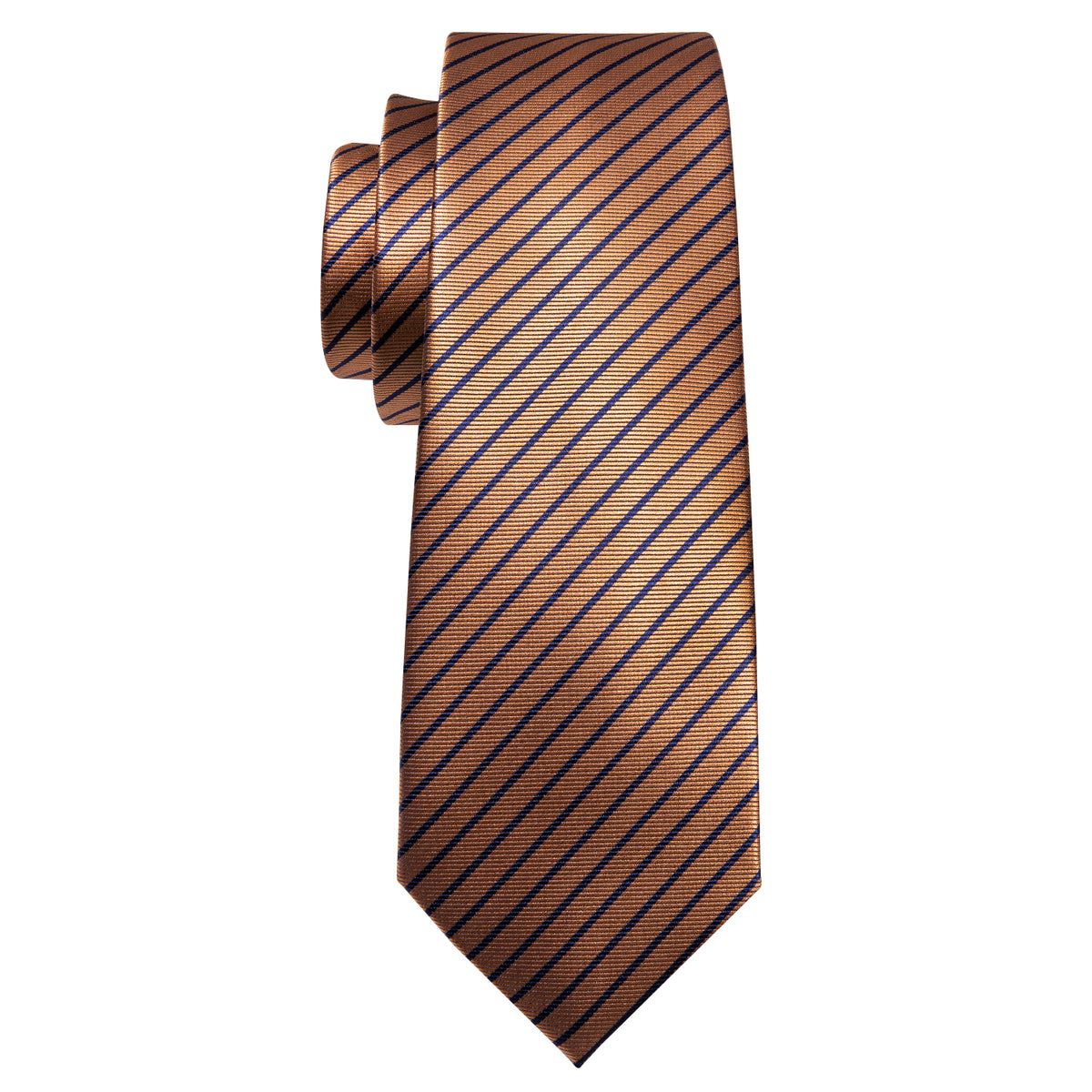 Brown Stripe Silk Tie Pocket Square Cufflink Set