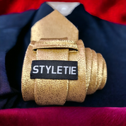 Extra Long Gold Floral Tie Pocket Square Cufflink Set