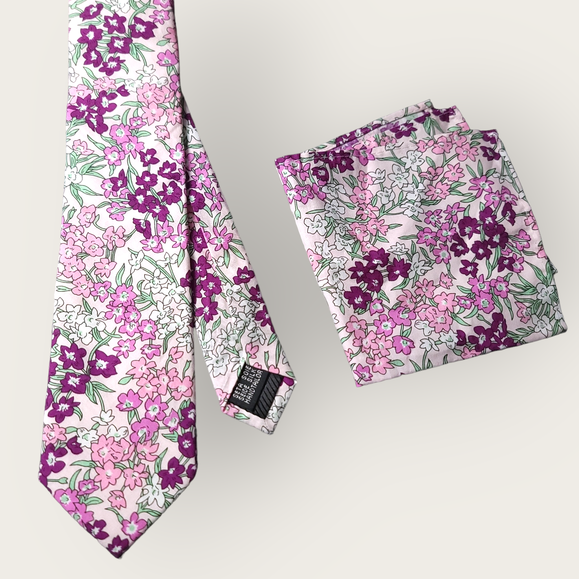 Pastel Pink Purple Floral Slim Tie