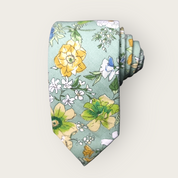 Sage Green Floral Slim Tie