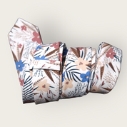 White Leaf Floral Slim Tie