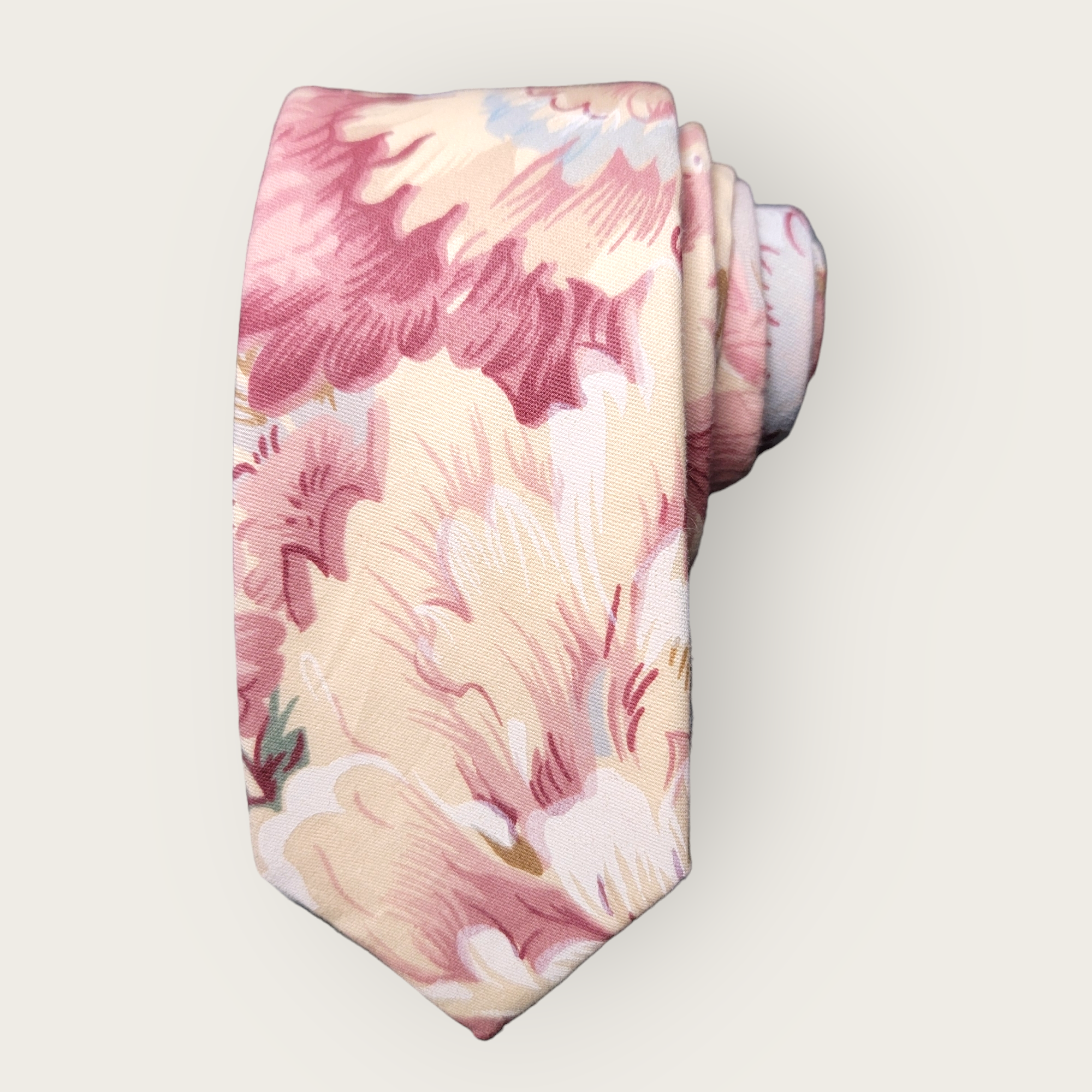 Cream Floral Slim Tie