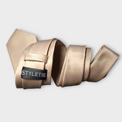 Sand Solid Silk Tie Pocket Square Cufflink Set