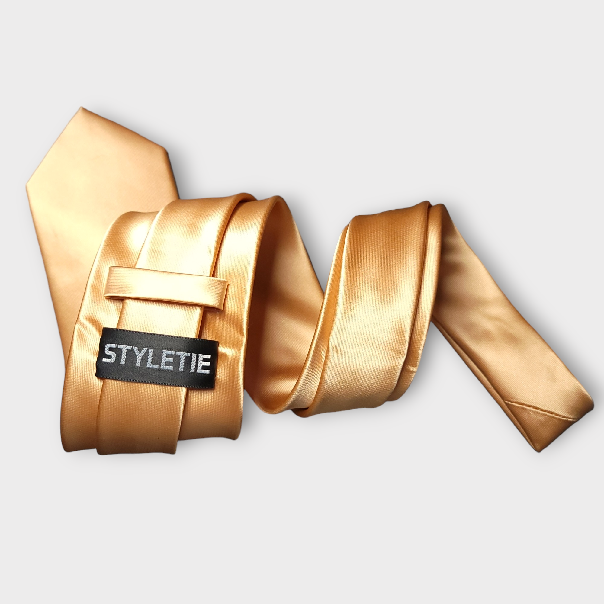 Golden Pearl Solid Silk Tie Pocket Square Cufflink Set