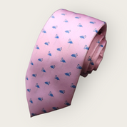 Pink Flamingo Silk Tie Pocket Square Cufflink Set