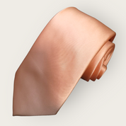 Solid Peach Orange Silk Tie Pocket Square Cufflink Set