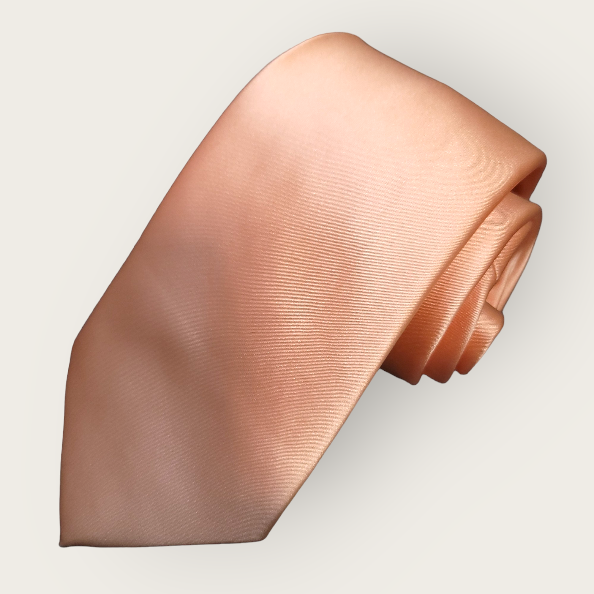 Solid Peach Orange Silk Tie Pocket Square Cufflink Set