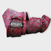 Wine Red Green Silk Tie Pocket Square Cufflink Set