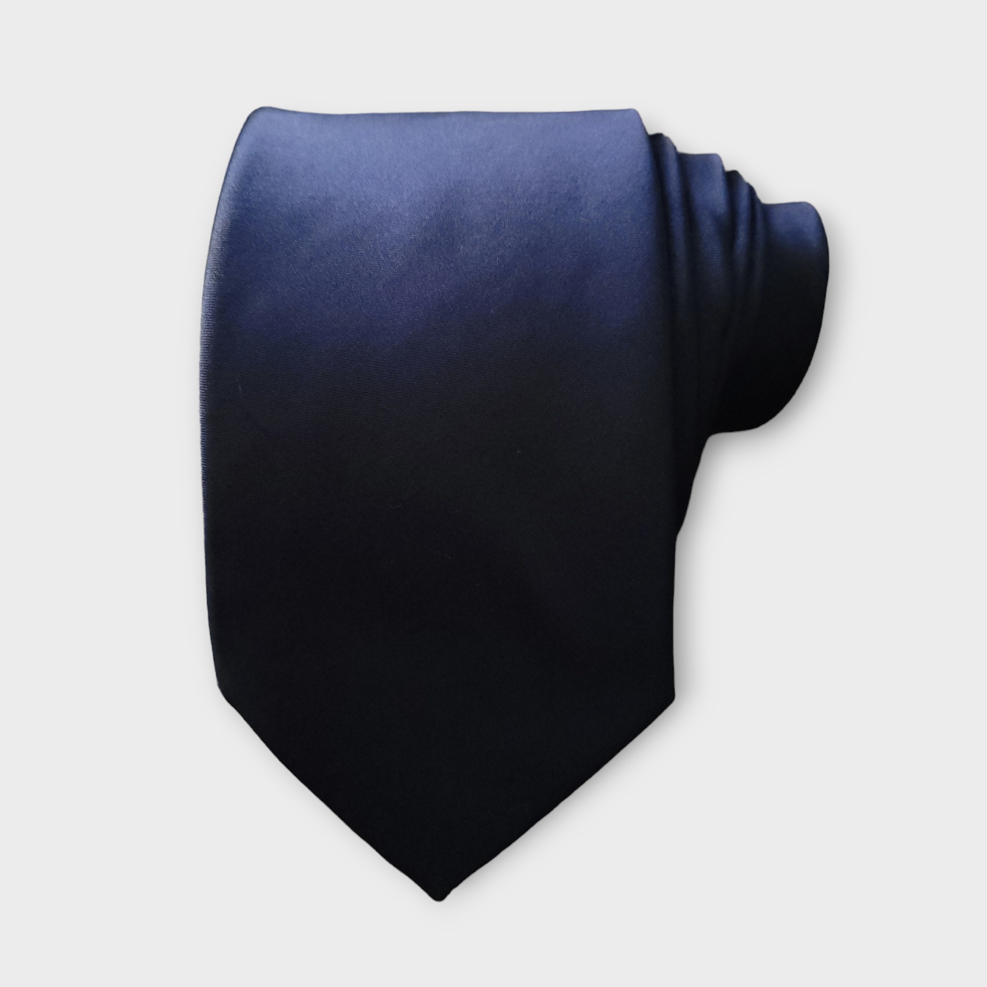 Navy Blue Solid Silk Tie Pocket Square Cufflink Set