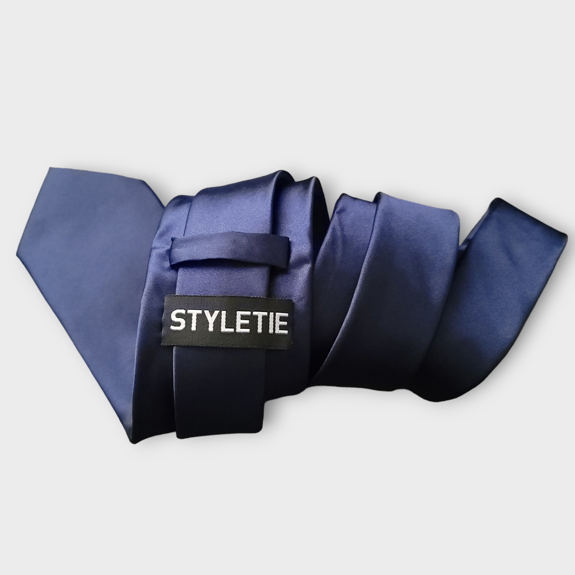 Navy Blue Solid Silk Tie Pocket Square Cufflink Set
