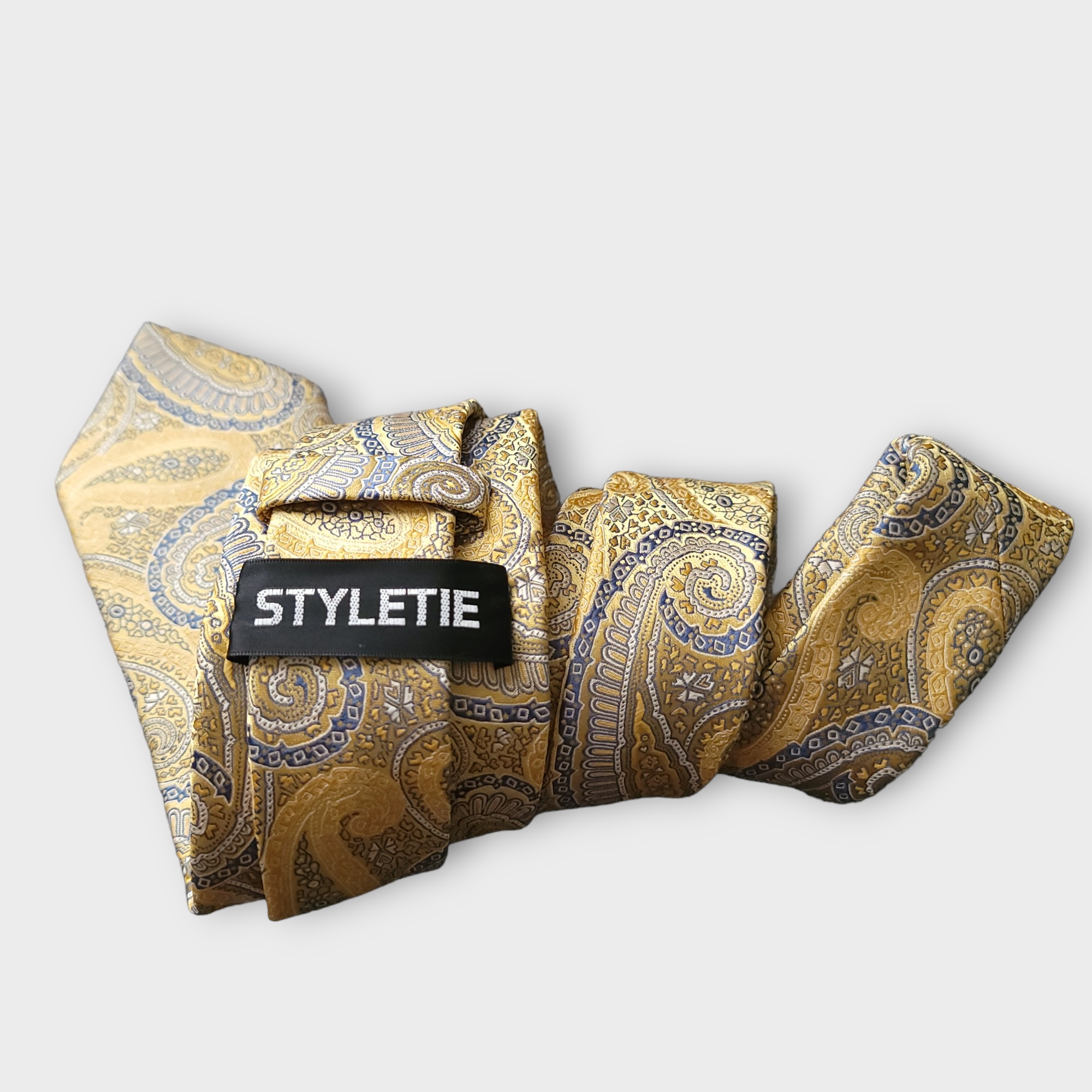 Yellow Silk Tie Pocket Square Cufflinks Set