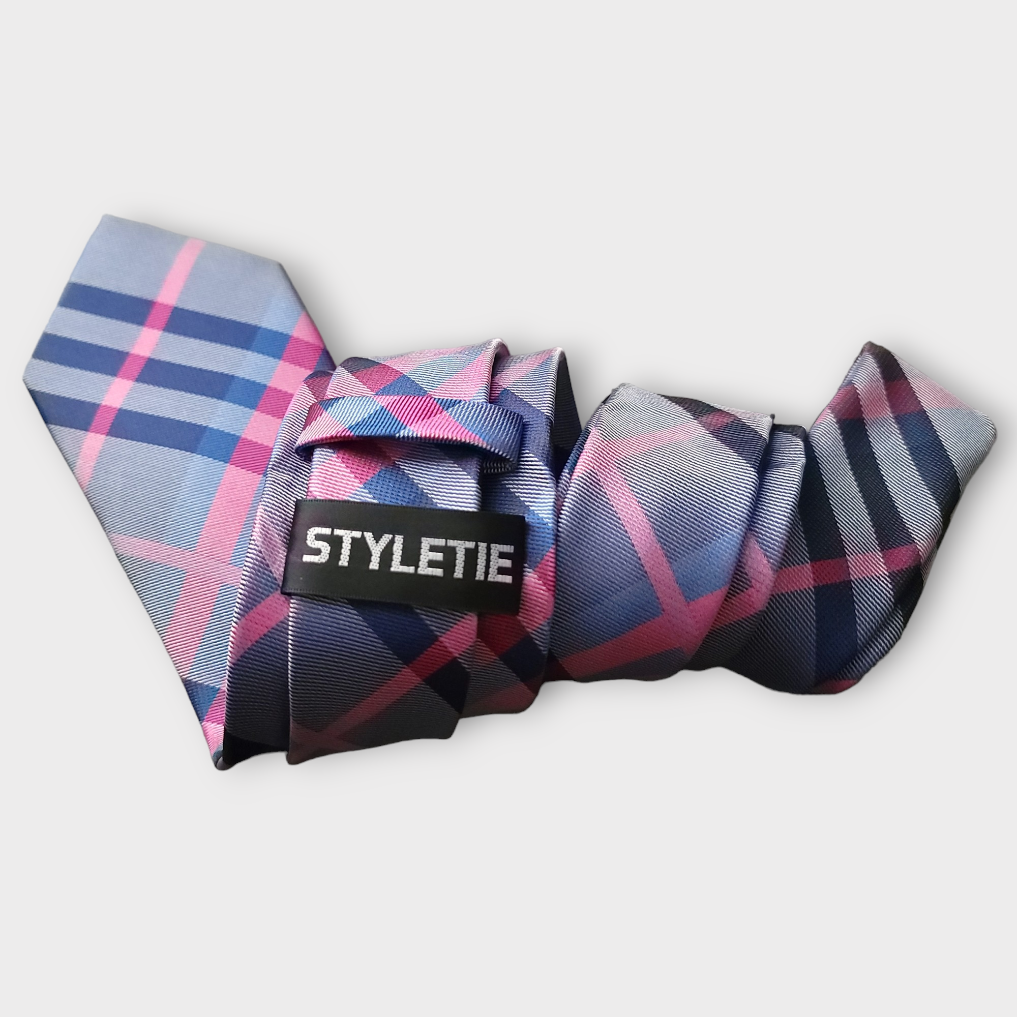 Navy Blue Purple Tie Set of Pocket Square & Cufflinks
