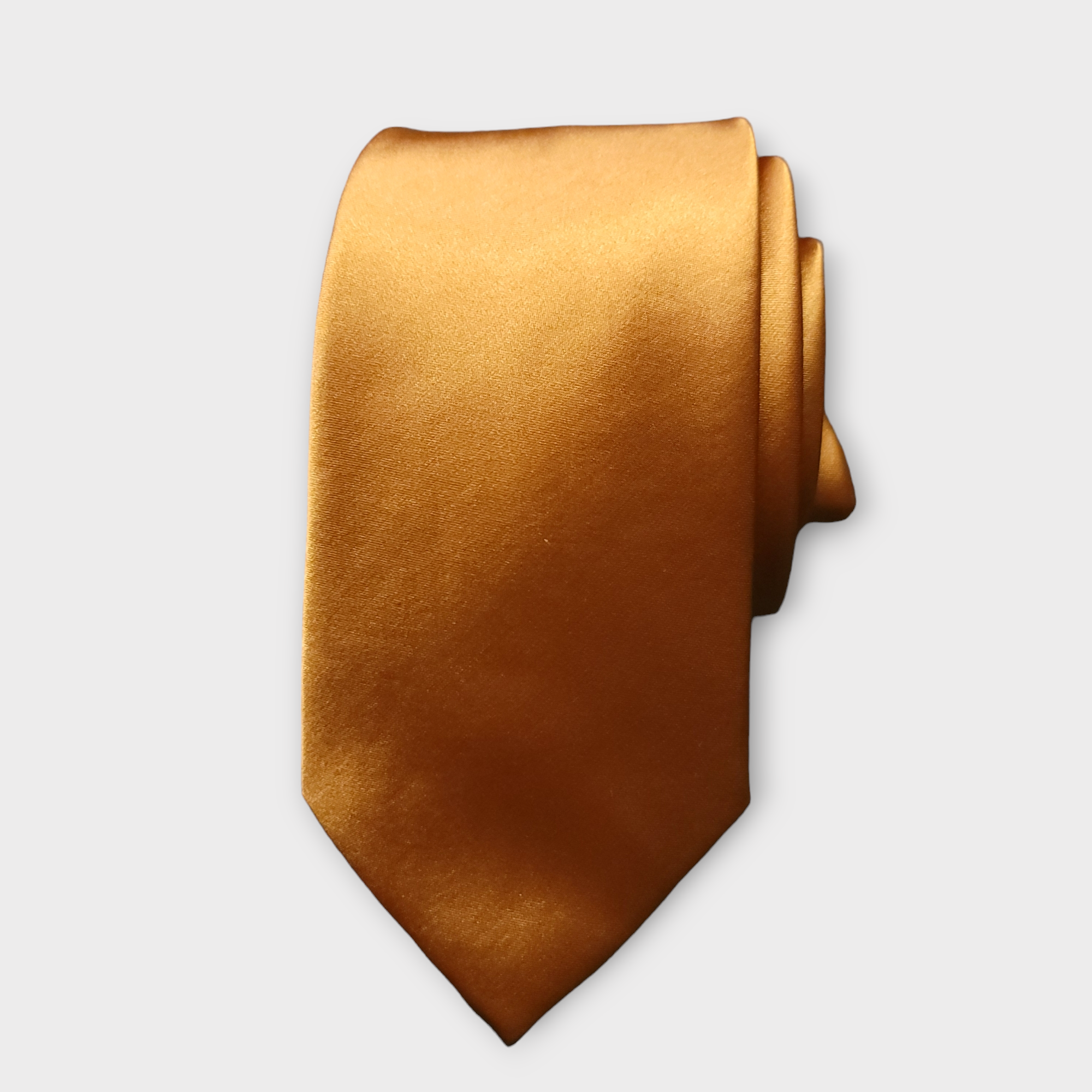 Golden Brown Solid Silk Tie Pocket Square Cufflink Set