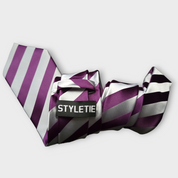 Silver Gray Stripe Silk Tie Pocket Square Cufflink Set