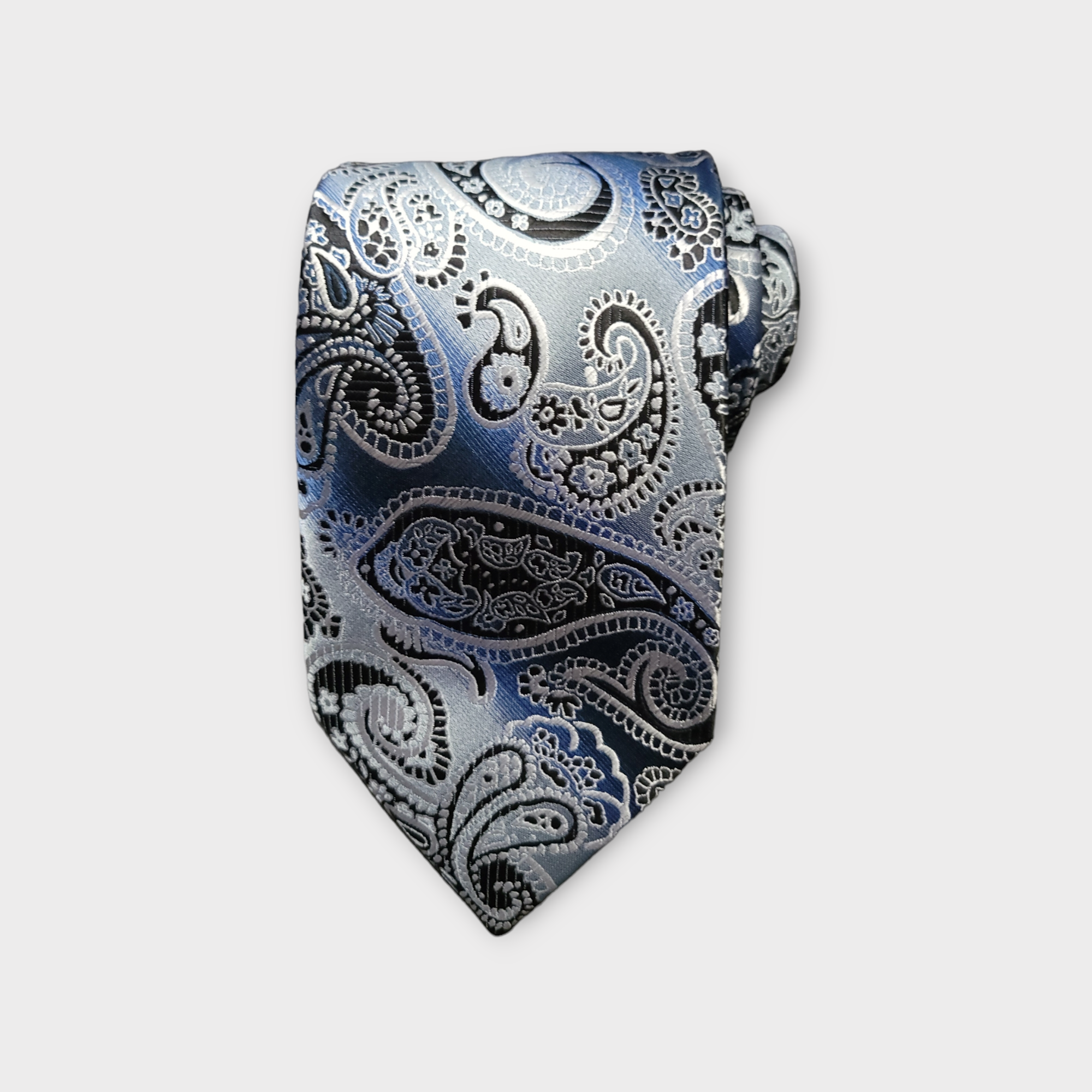 Blue Paisley Silk Tie Pocket Square Cufflink Set