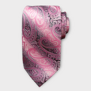 Pink Paisley Silk Tie Pocket Square Cufflinks Set