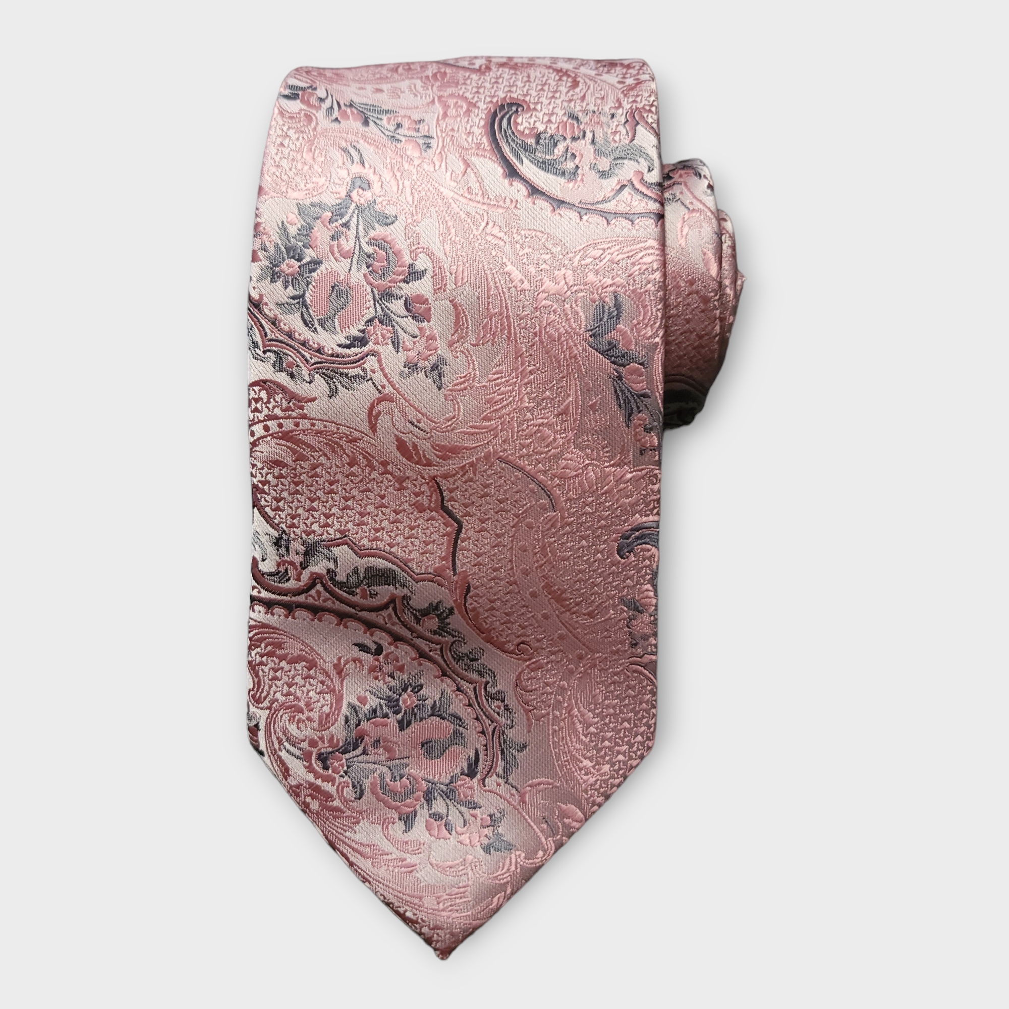 Pink Floral Silk Tie Pocket Square Cufflink Set