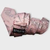 Pink Floral Silk Tie Pocket Square Cufflink Set