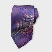Purple Pink Yellow Floral Silk Tie Pocket Square Cufflink Set