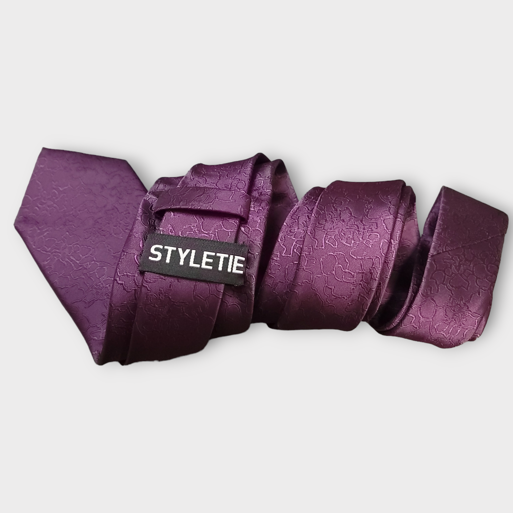 Purple Silk Tie Pocket Square Cufflinks Set