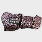 Black Pink Geometric Silk Tie Pocket Square Cufflink Set