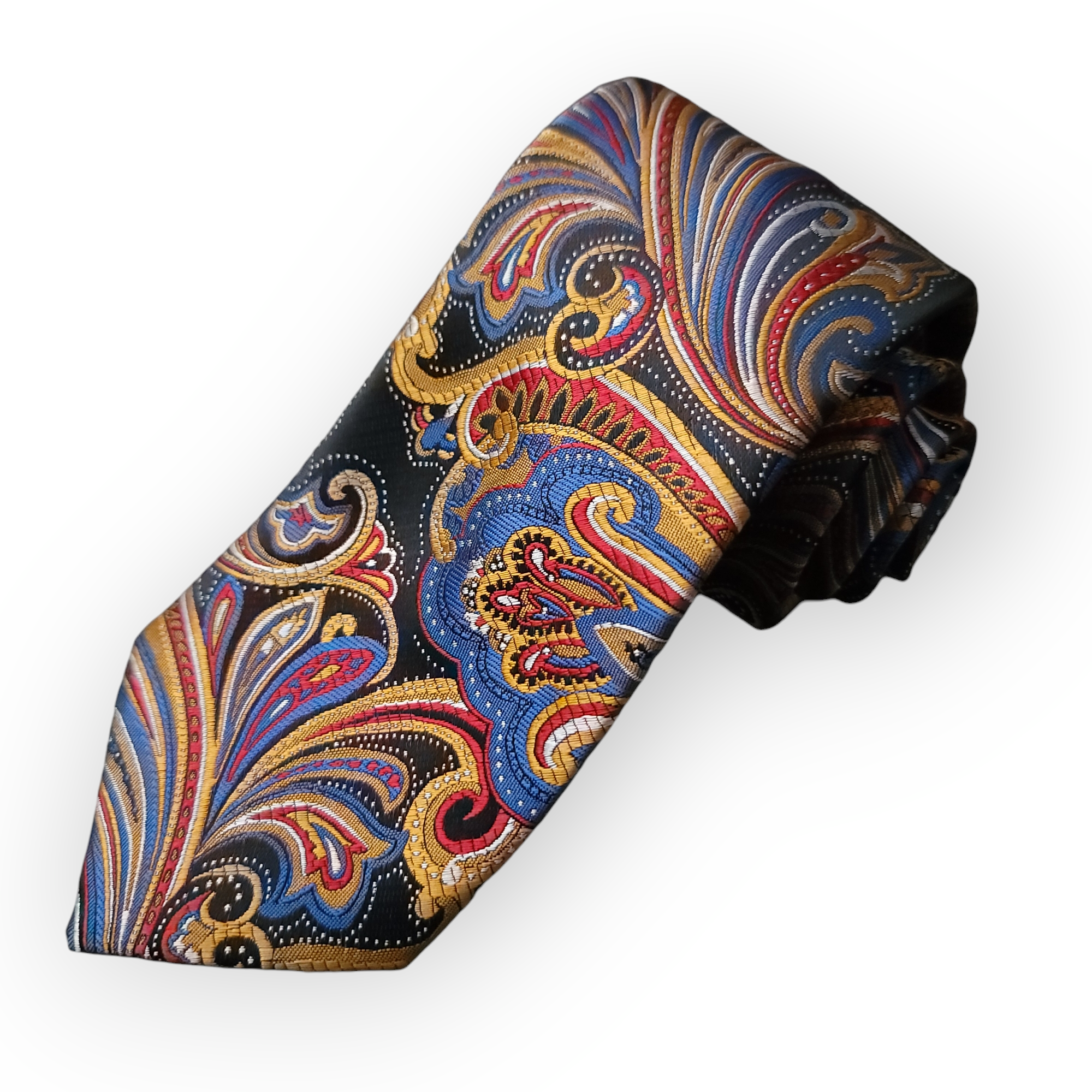 Gold Navy Blue Silk Tie Pocket Square Set