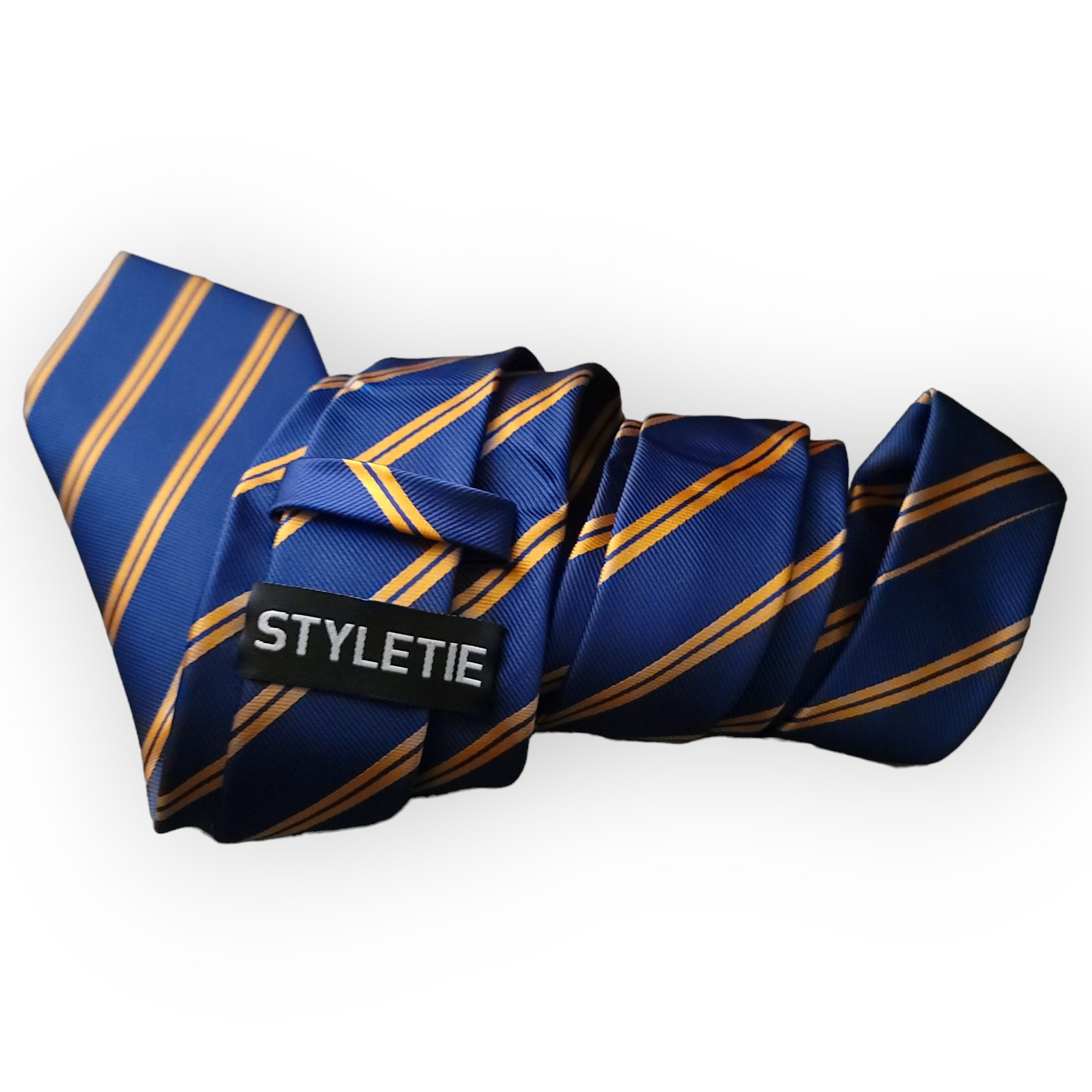 Blue Stripe Silk Tie Pocket Square Cufflink Set
