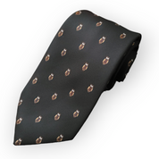 Black Brown Owl Print Silk Tie Pocket Square Cufflink Set