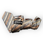 Extra Long Khaki Floral Stripe Tie Pocket Square Cufflink Set