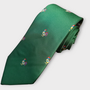 Rooster Green Silk Tie Pocket Square Cufflink Set