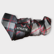 Black Plaid Silk Tie Pocket Square Cufflinks Set