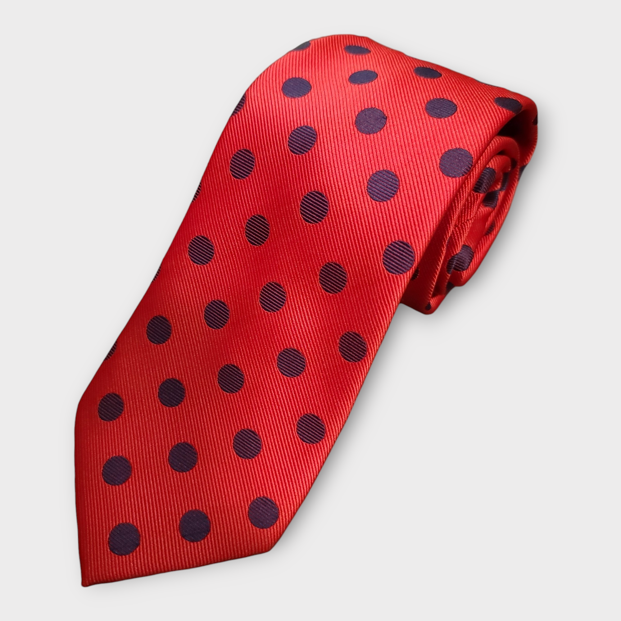 Red Polka Dot Silk Tie Pocket Square Cufflink Set
