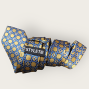 Gold Luxury Dot Silk Tie Pocket Square Cufflink Set