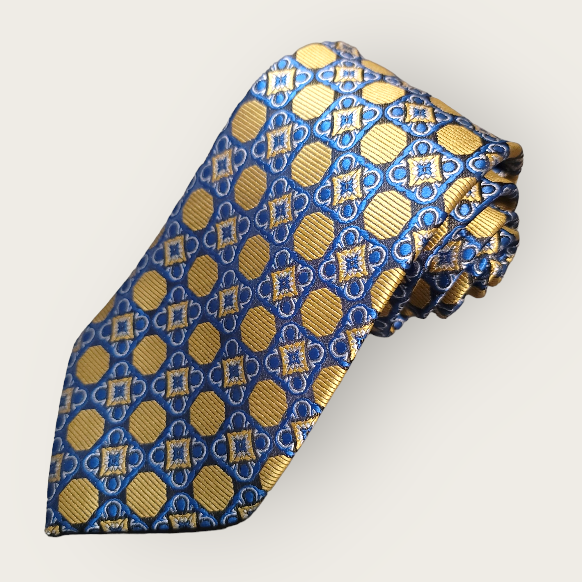 Gold Luxury Dot Silk Tie Pocket Square Cufflink Set