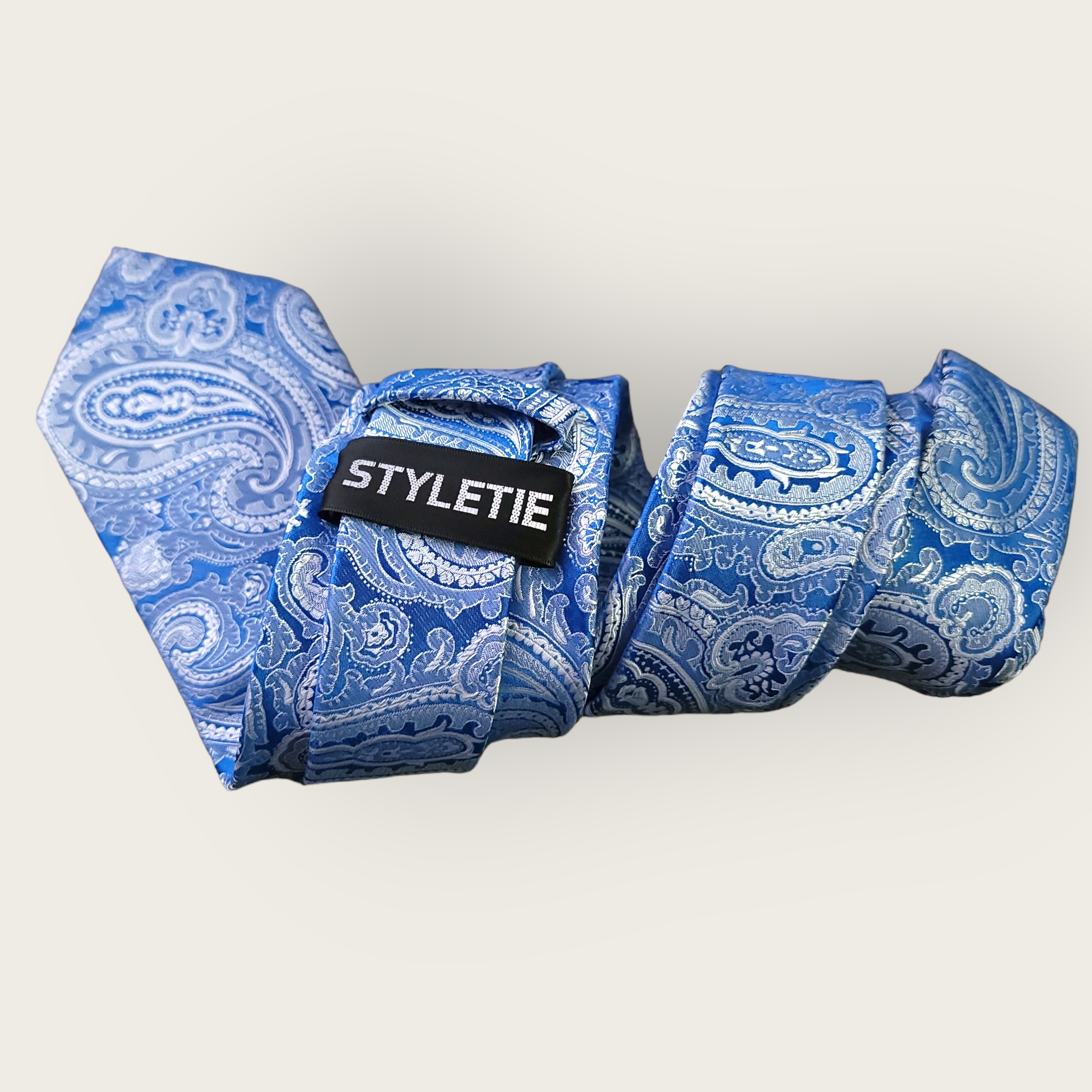 Blue Paisley Silk Tie Pocket Square Cufflink Set