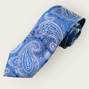 Blue Paisley Silk Tie Pocket Square Cufflink Set