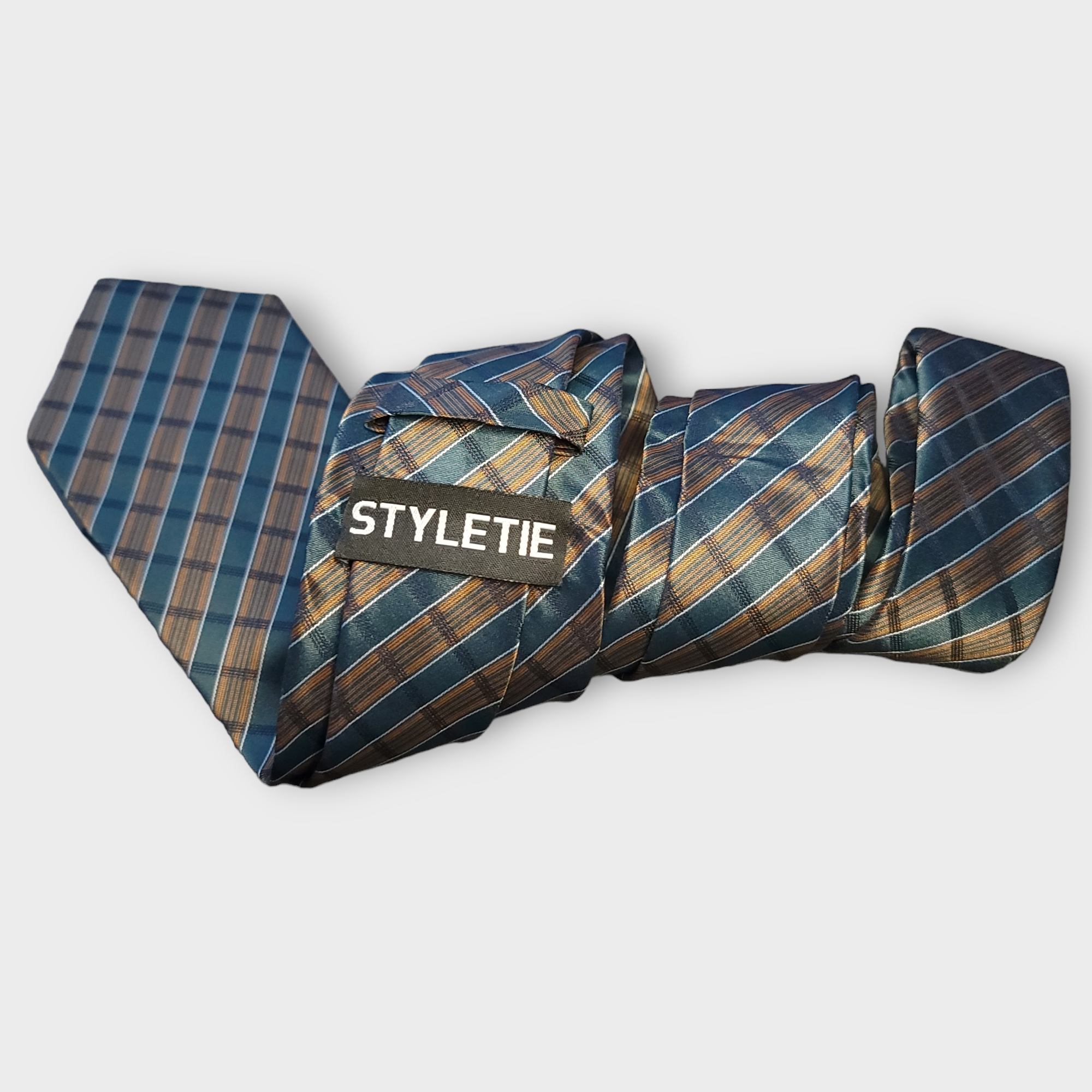 Forest Green Plaid Silk Tie Pocket Square Cufflink Set