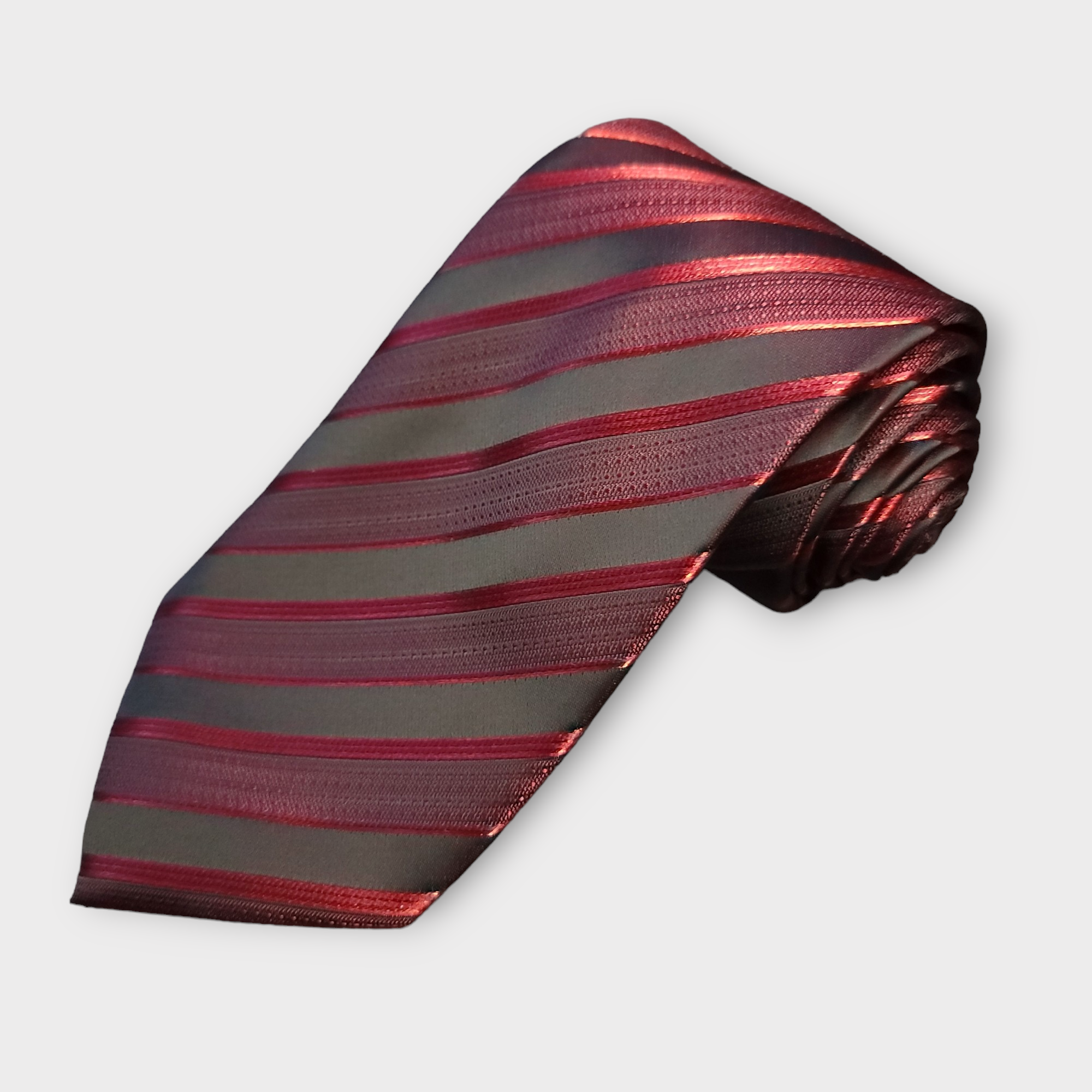 Red Striped Tie Pocket Square & Cufflinks Set