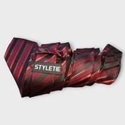 Red Striped Tie Pocket Square & Cufflinks Set