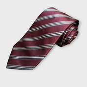 Purple Striped Silk Tie Pocket Square Cufflink Set