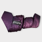Purple Geometric Silk Tie Pocket Square Cufflinks Set