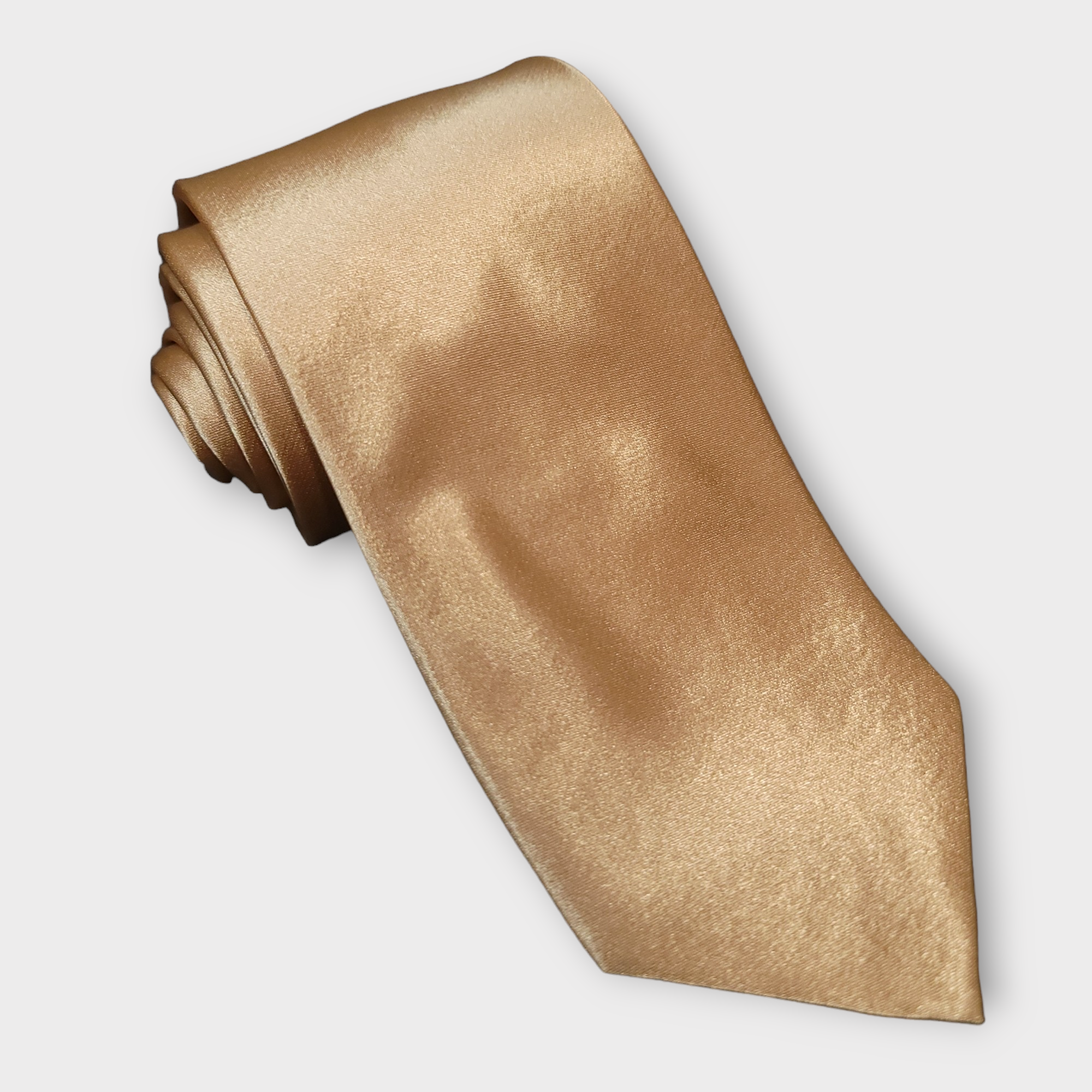 Solid Pale Gold Silk Tie Pocket Square Cufflink Set