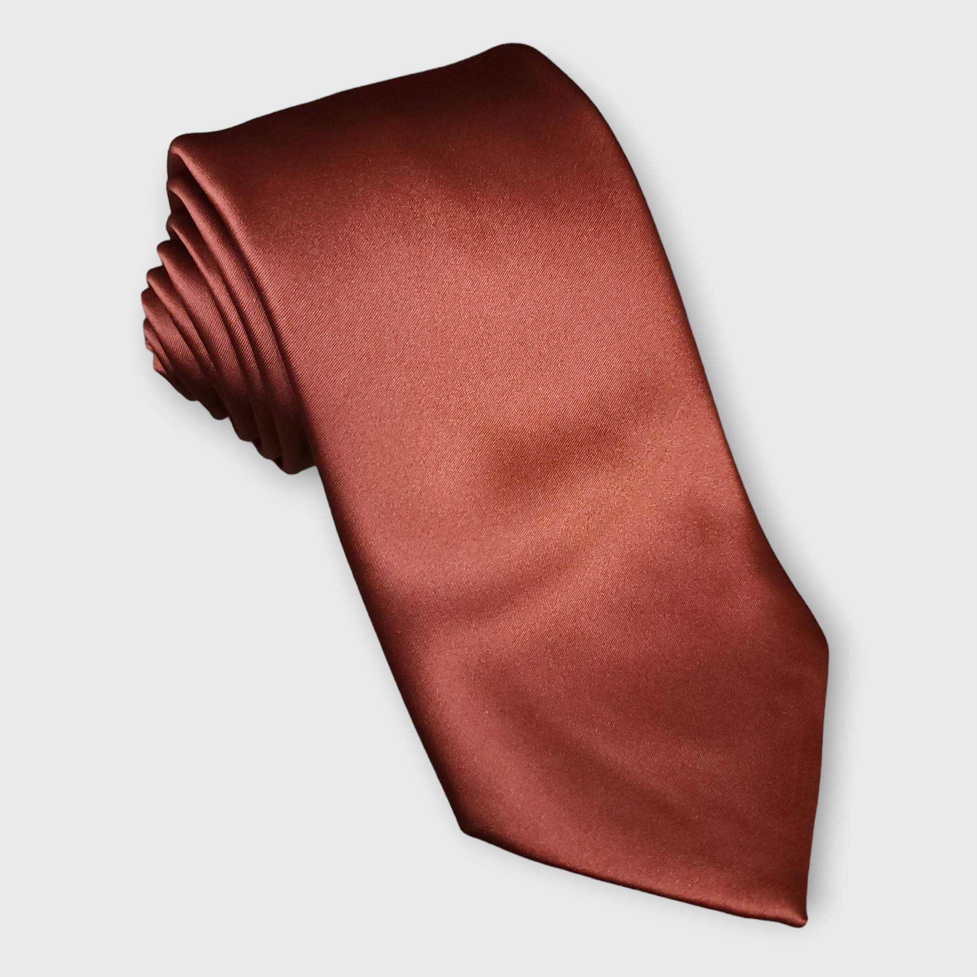 Brick Red Solid Silk Tie Pocket Square Cufflink Set